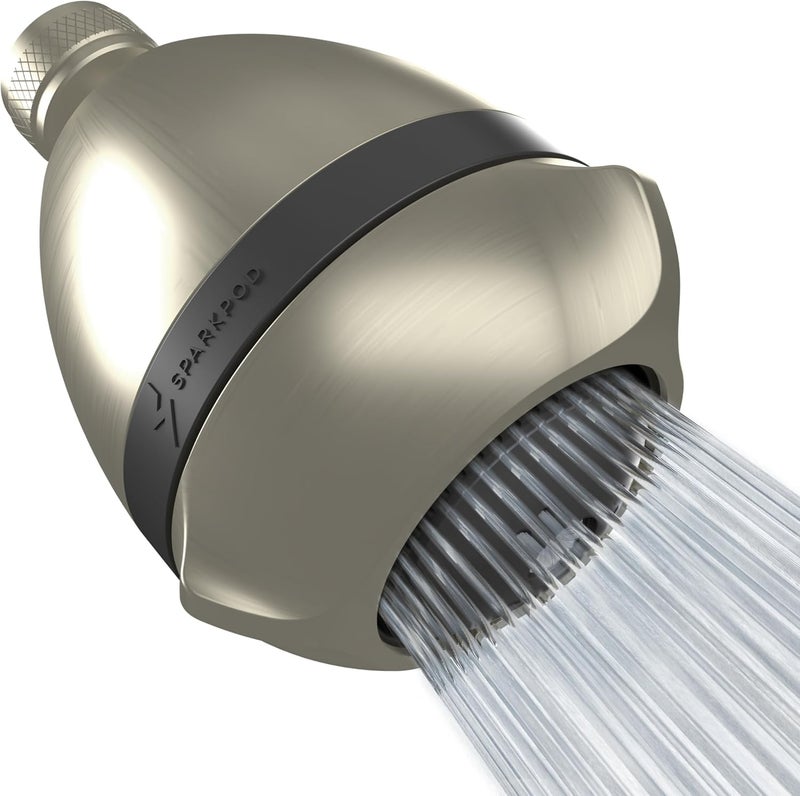 SparkPod 3-Inch Extreme High Pressure Shower Heads - Pressure Boosting with Rain, Massage & Pulsating Mode, Powerful Water-Saving Showerhead - 2.5 GPM Fixed Shower Head (Elegant Brushed Nickel) - Image 1
